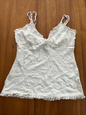Kumi kookoon silk Cream Lace-Trim Cami Top